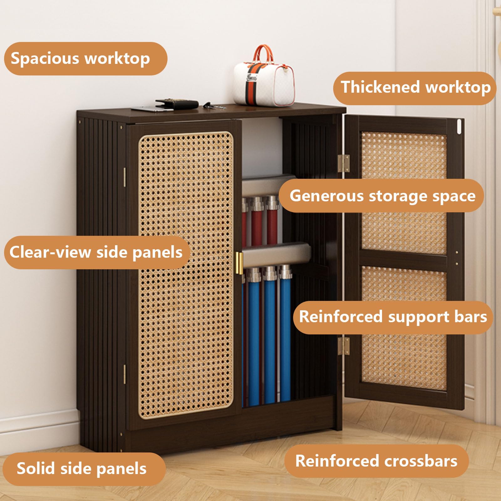 Copritermosifone In Rattan Moderno Copritermosifone In Legno Design a Doppia Anta Con Ampio Piano Lavoro Adatto per Soggiorni e Bagni 50x25x70cm