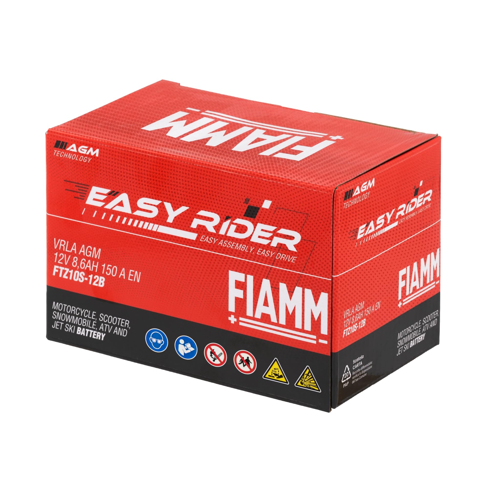 Fiamm Batteria per Moto e Scooter FTZ10S-12B 8.6AH 150A, Batteria Easy Rider AGM Technology, Massima Potenza di Avvio,Senza Manutenzione, Già Carica, Pronta all'Uso, Adatta a Scooter e Moto | AGM Technology, Massima Potenza di Avvio,Senza Manutenzione, Gi