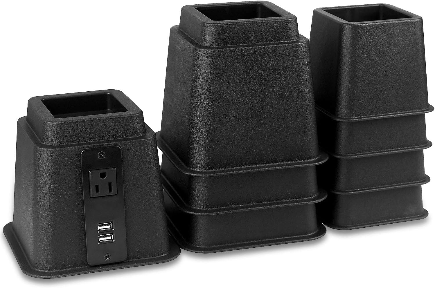 [Set of 8] Bed Risers with USB Ports and Power Outlet, Table Leg Extenders, 4 Bed Risers 3 Inch Heavy Duty, 4 Furniture Risers 5 inch, Desk Risers for Desk Legs, Bed Lifts, Dorms, Bedding Accessories : Home & Kitchen