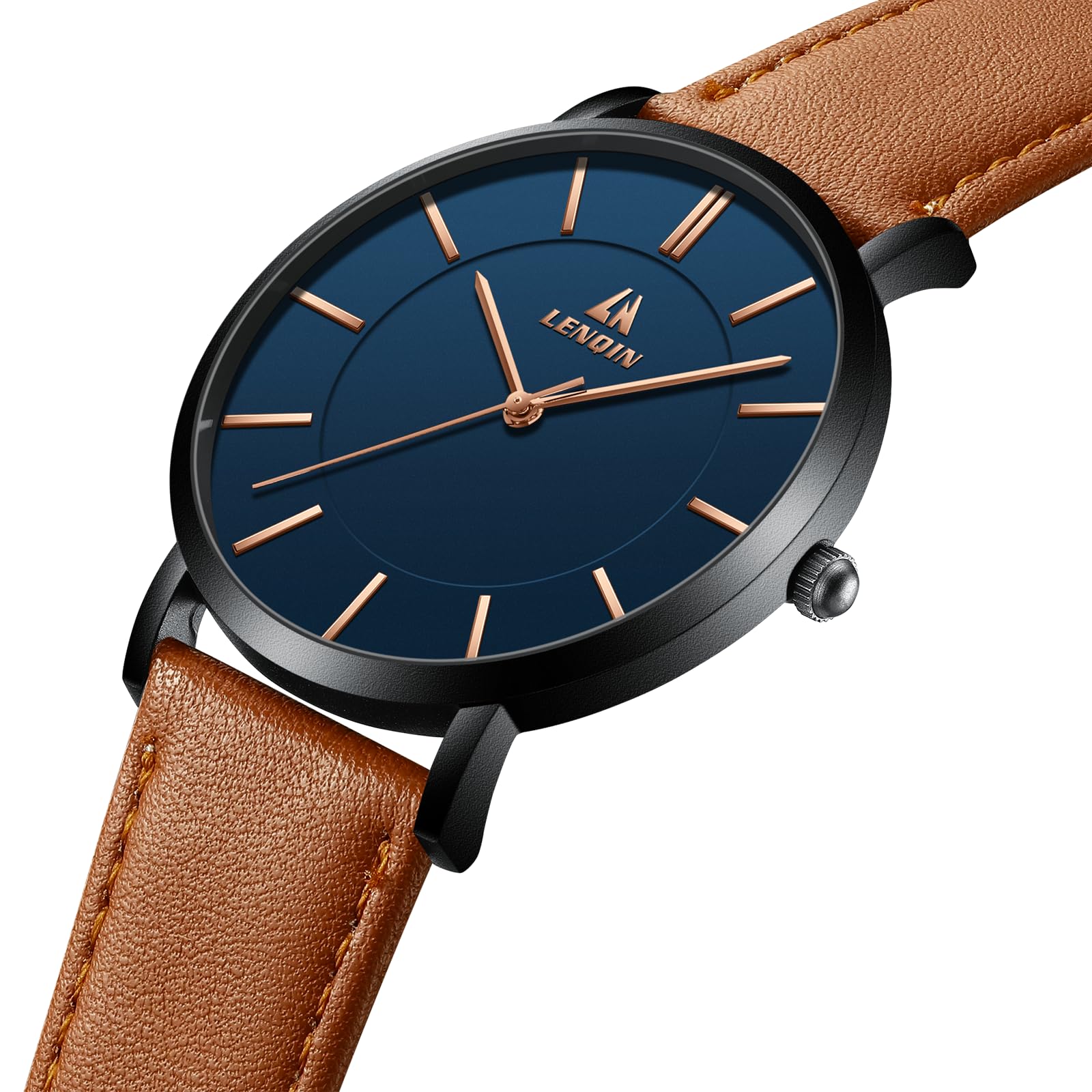 LN LENQIN Montres Hommes Montres pour Hommes Montre Analogique à Quartz 30M Waterproof Montres Poignets Hommes Montre Fashion Business Homme Designer Bracelet Cuir