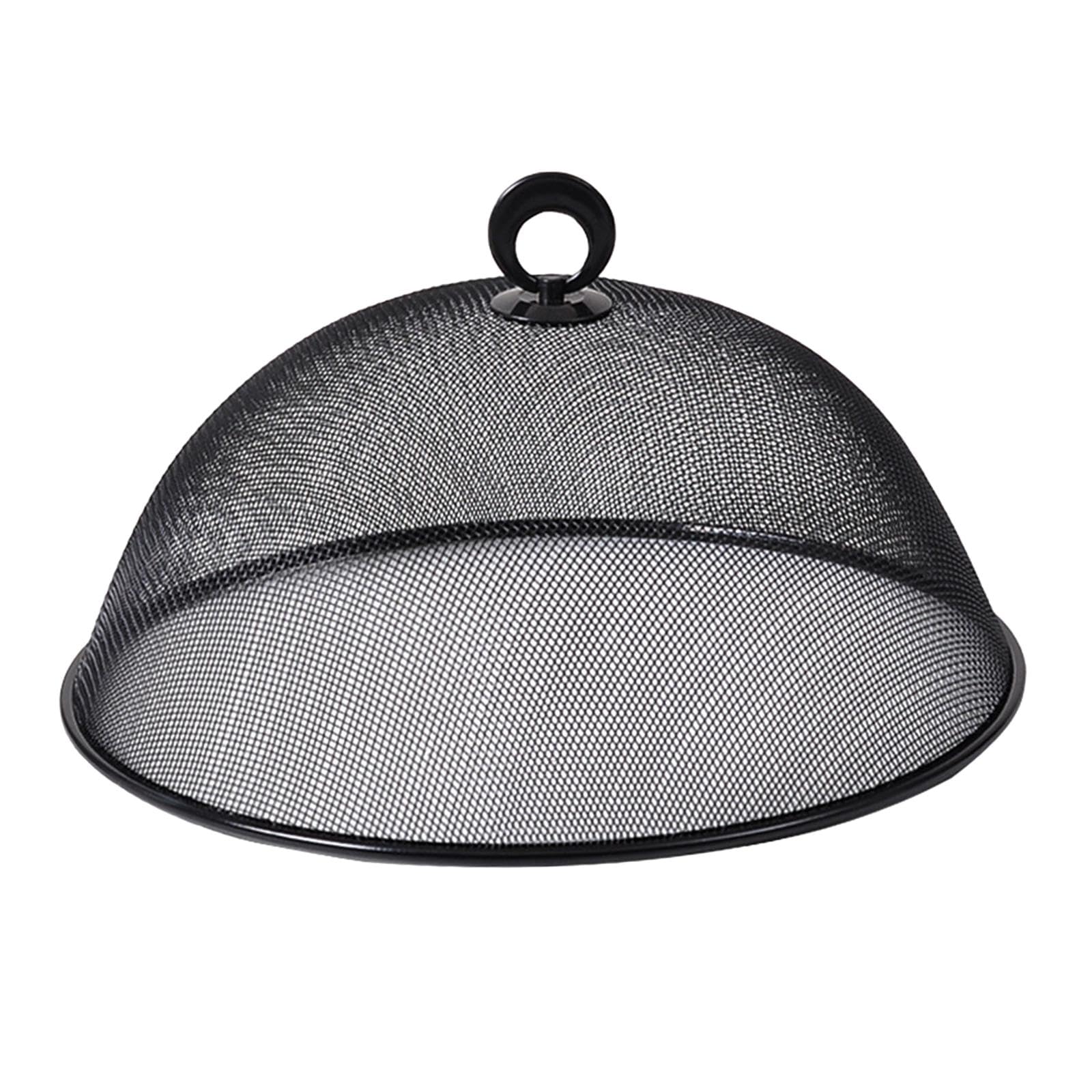 Food Covers Food Plate Covers Dustproof Stainless Steel Plates Bowls Dishes Cover Food Protection Mesh Net for Picnics Barbecue camping (black-35cm)