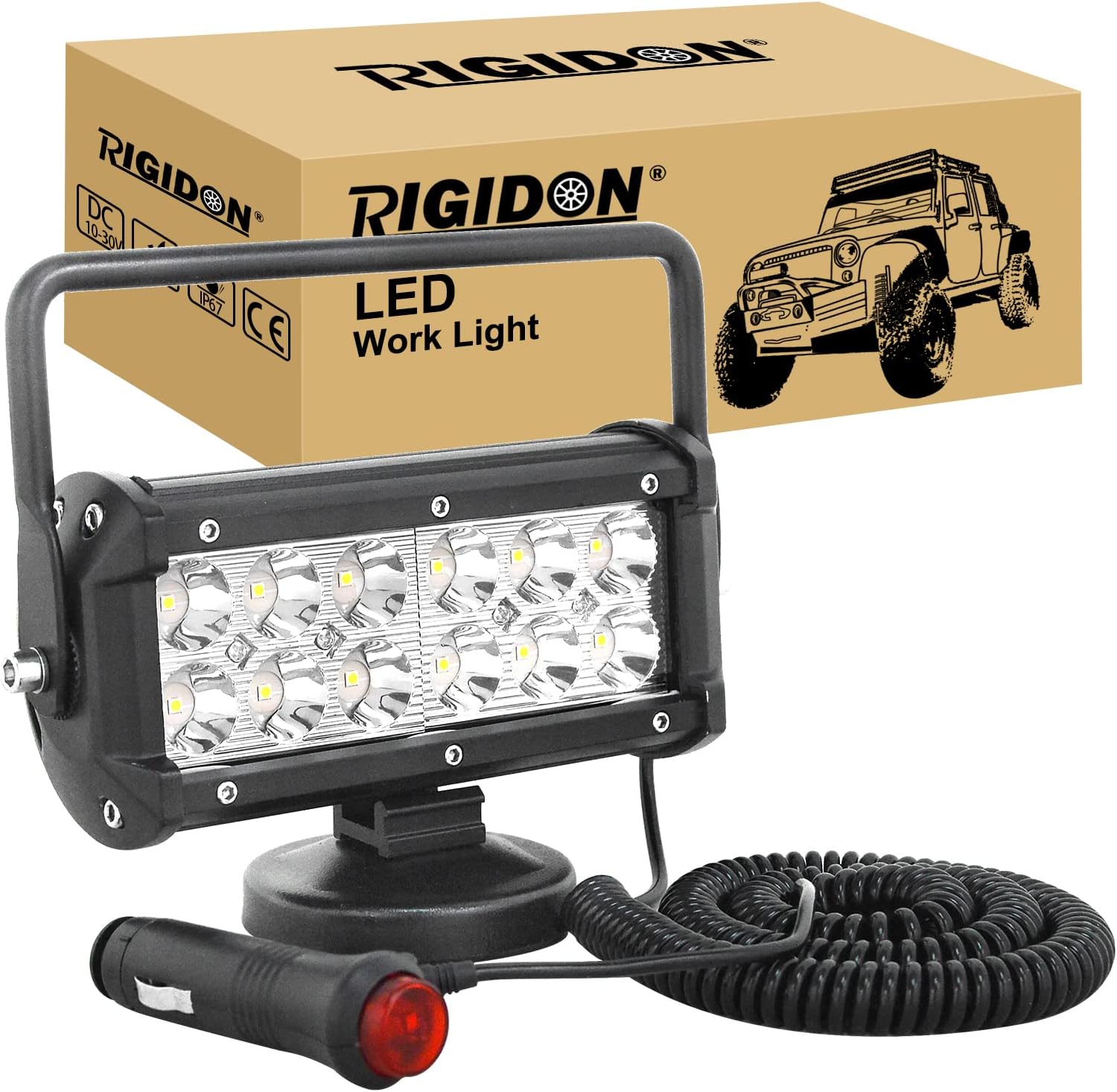 LED-MARTIN 50W Arbeitsscheinwerfer Mit Magnetfuß – 8 M Spiralkabel, EU-Stecker, Robuste Arbeitsleuchte