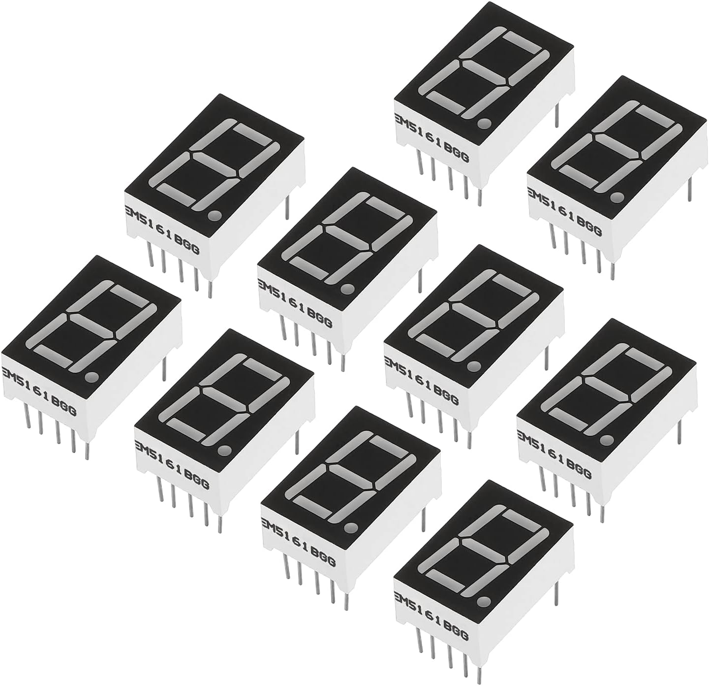 PATIKIL LED Display Digital Tube, 20 Pack Common Anode 7 Segment 10 Pin 1 Bit 3.3V 0.56" Digit Height LED Display Module for Electronic Driver Board, Green