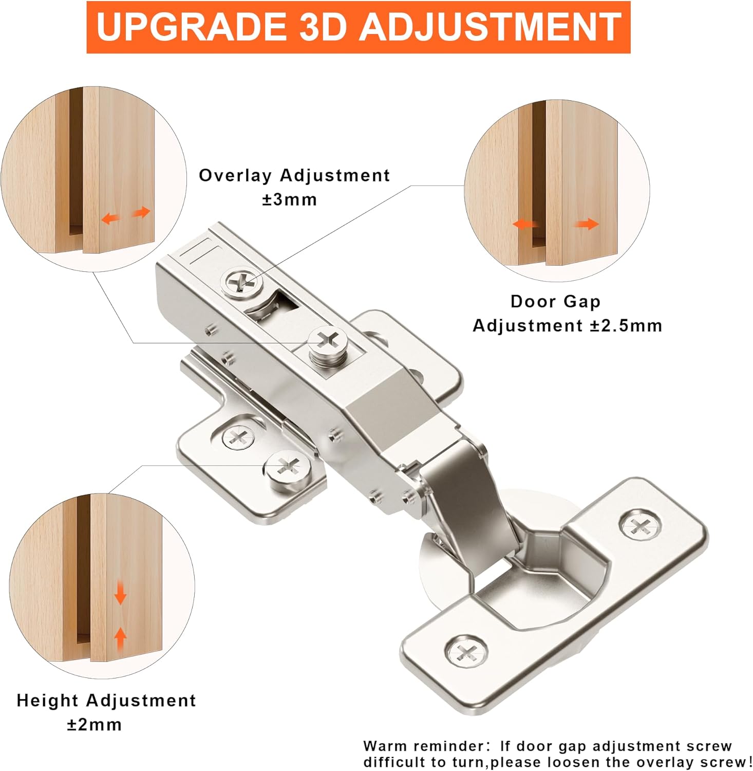 Kimdot 10-Pack High-Performance Frameless Full Overlay Soft Close Cabinet Hinges, Clip-On Self-Closing European Hinges, Cabinet Door Hinges with Screws,Concealed Kitchen Hinges for Modern funiture