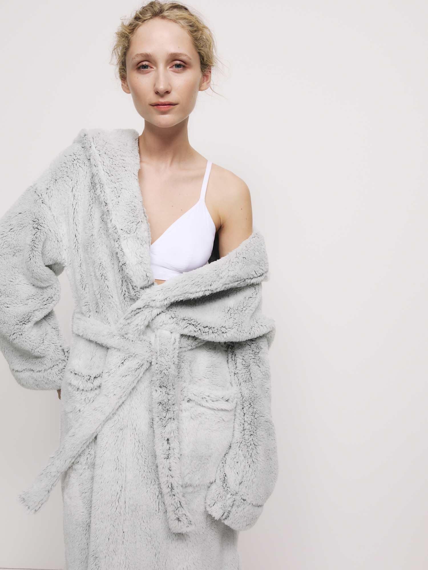 Marks & Spencer Donna Accappatoio in Pile con Cappuccio – vestibilità Regolare – con Tasche