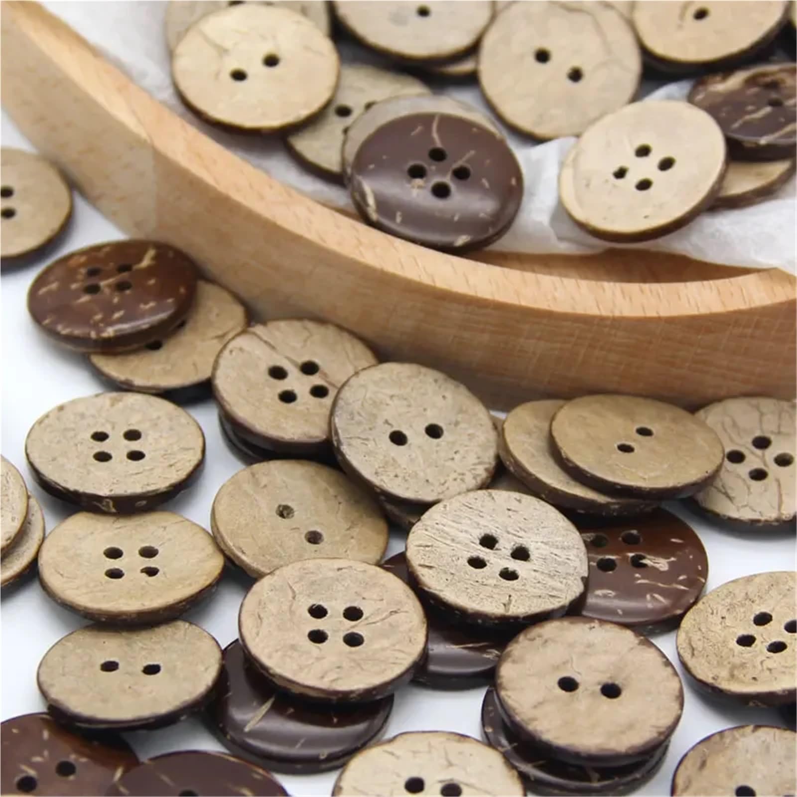 50szt. Guziki Naturalne Drewniane Kokosowe Guziki Do Szycia Do Dekoracji Ubrań Scrapbooking Drewno DIY Rzemiosło Akcesoria(2 Holes (Waxing)30mm 50pcs)