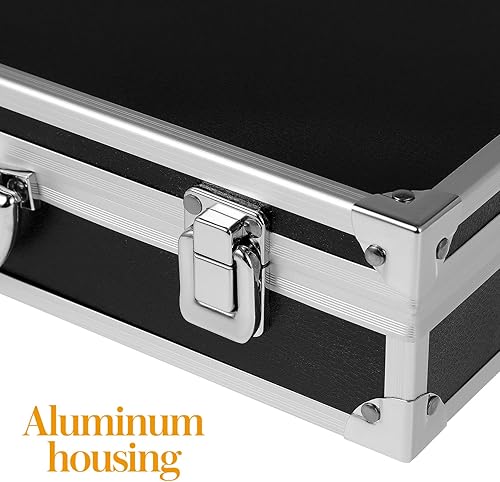 Miniatura 5 de Maletín de aluminio negro con cerradura, maletín de aluminio para hombres o mujeres, funda rígida de metal con espuma para equipaje de viajero