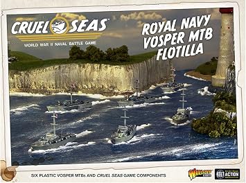 Warlord Cruel Seas British Royal Navy Vosper MTB Flotilla 1300 WWII Naval Military Wargaming Plastic Model Kit, Small