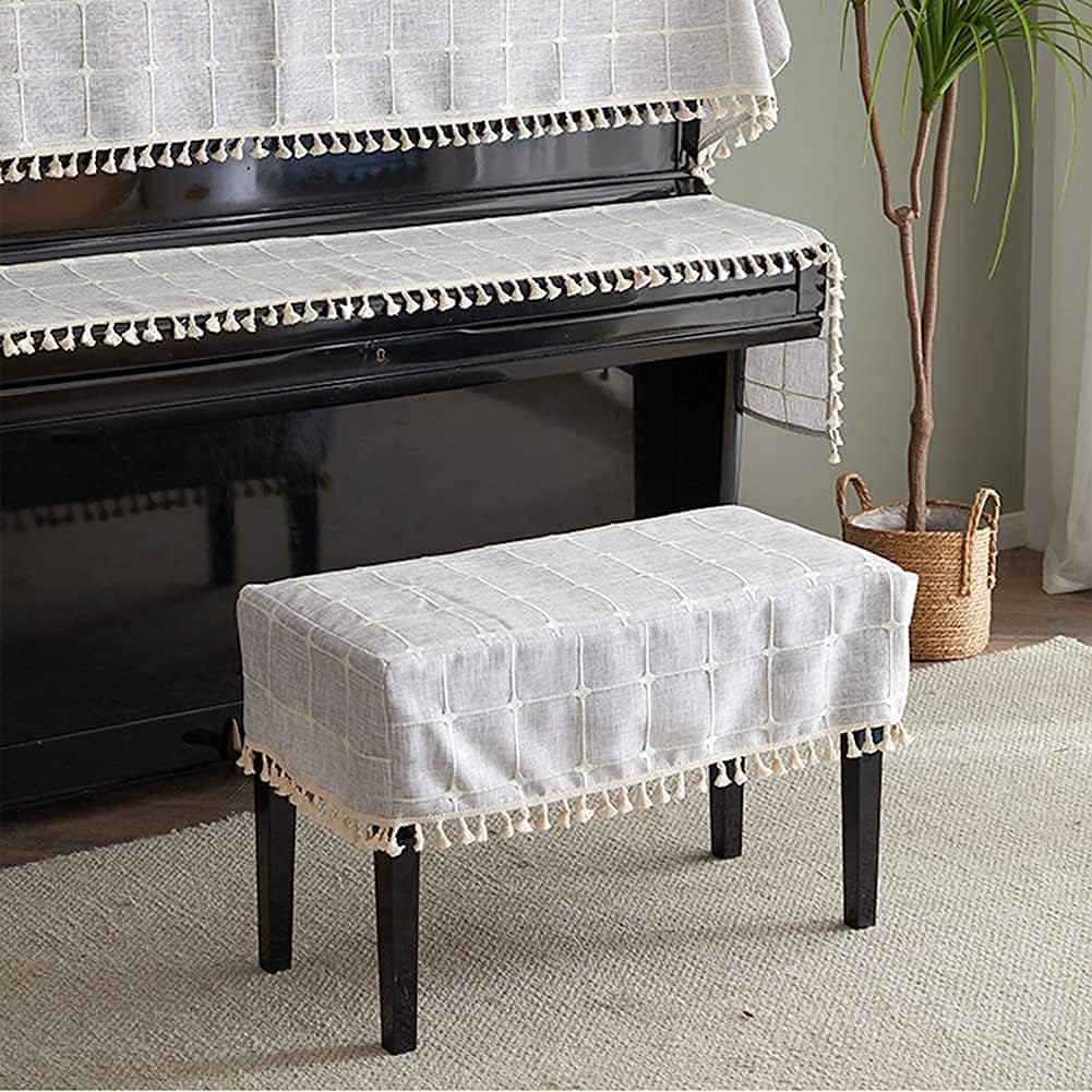 Upright Piano Cover Set Fashion Dustproofing Cover Piano Cover Top Cover Electronic Piano Keyboard Cover Chair Cover for Standard Upright Piano Thick Luxury P(Gray-Double Chair Cover