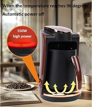 Turkish Coffee Maker, 550W Electric Single Cup Coffee Machine with 250ML Capacity, for Home Hot Beverage Brewing, Includes Cup