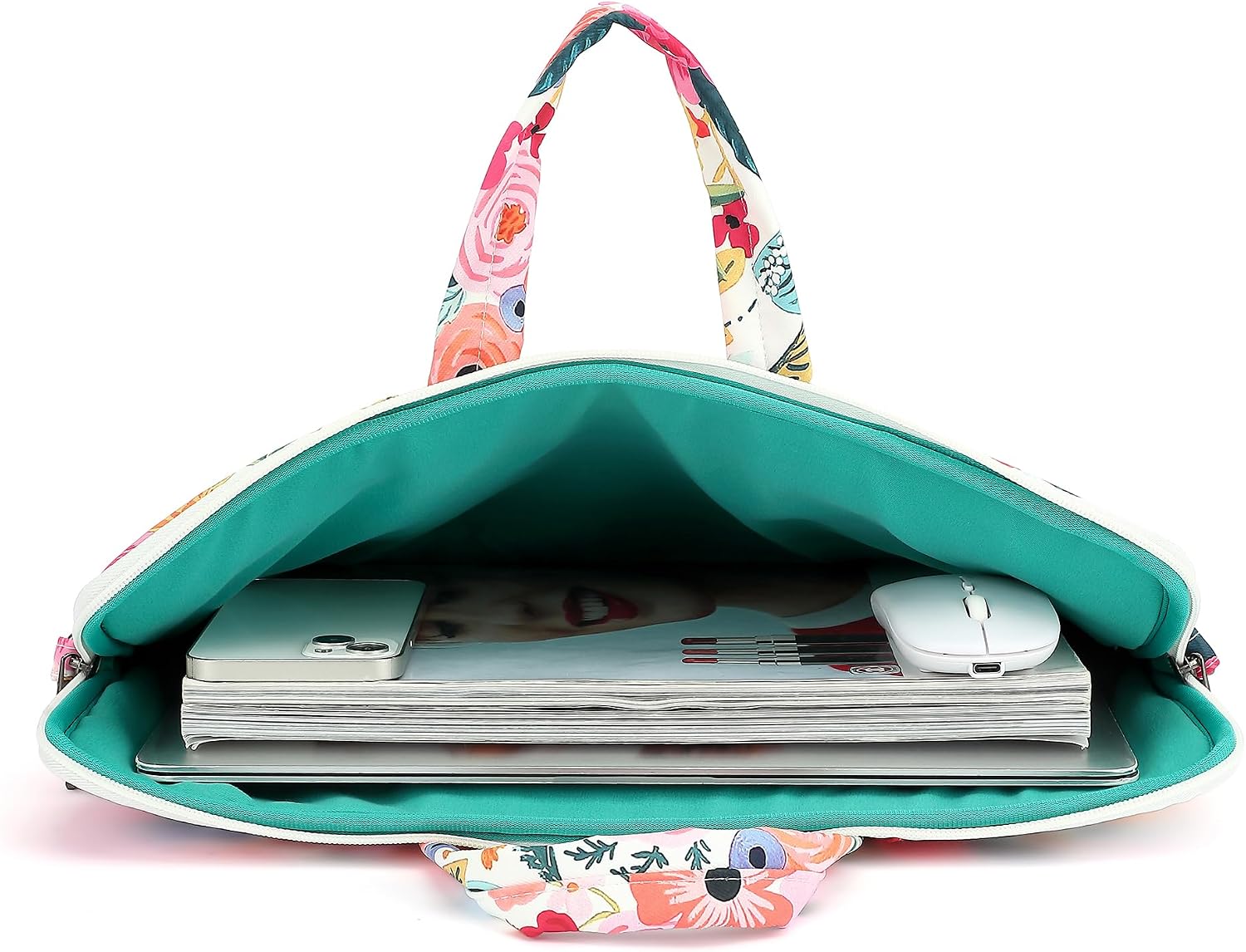 Water Resistant Laptop Shoulder Sleeve Case Bag for MacBook Pro 16 inch and 15.6 inch and 16 inch laptop (Flowers)