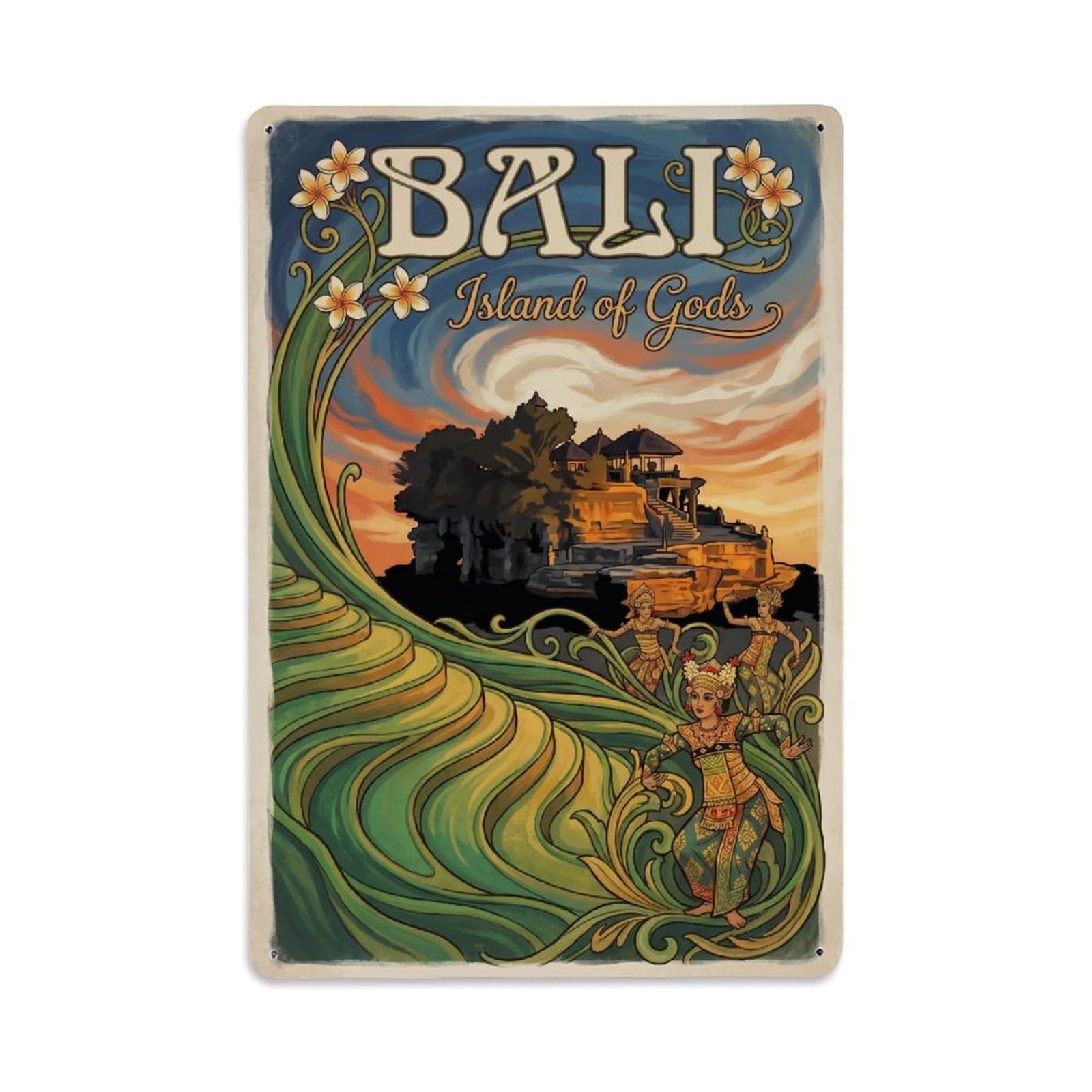 Huiyhb 8X12inch(20X30cm) Indonesia Bali Vintage Travel Metal Tin Sign