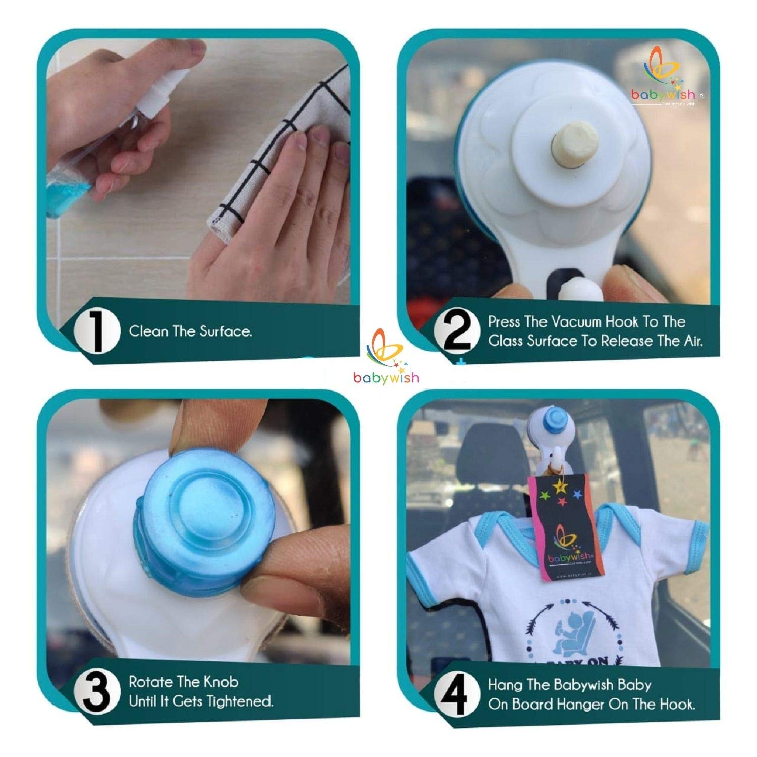 Baby wish Baby on Board Cloth Safety Sign Board with Hanger and Suction Vaccum Cups Removable Durable Washable Safety Warning for Car Vehicles - Image 3 thumbnail