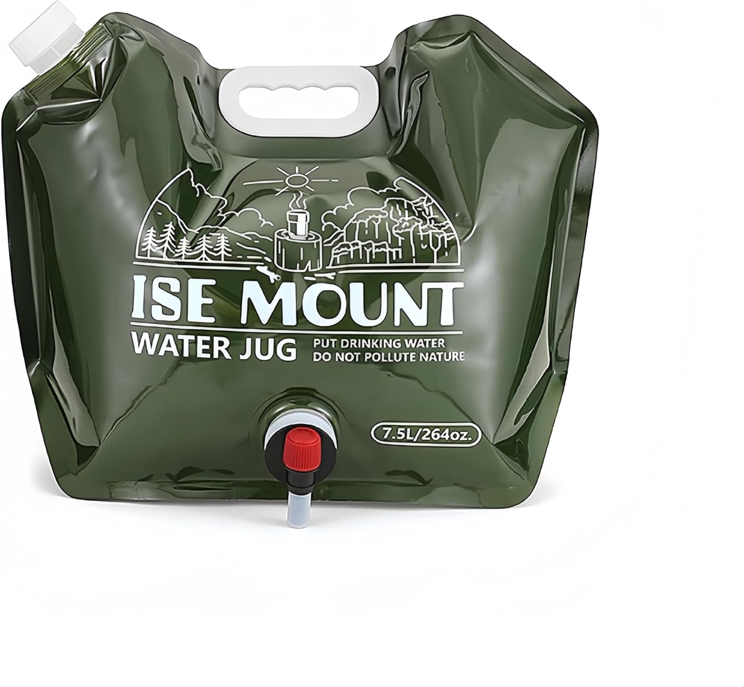 Collapsible Water Jug, 7.5L/264oz Capacity, Army Green Portable Container, 30.5x42x5cm Camping Water Storage