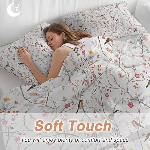 Miniatura 4 de Sabolny Juego de funda de edredón de microfibra suave lavada con lazos y cremallera, diseño vintage degradado de verano y primavera, diseño de