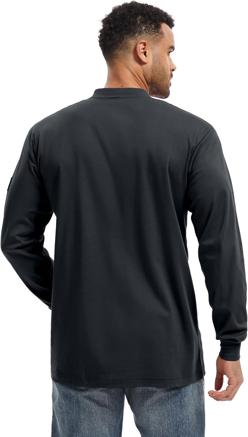 WORKWEYA 6.5oz Flame Resistant Henley Shirt 100% Cotton Lightweight FR Shirts for Men - Image 2