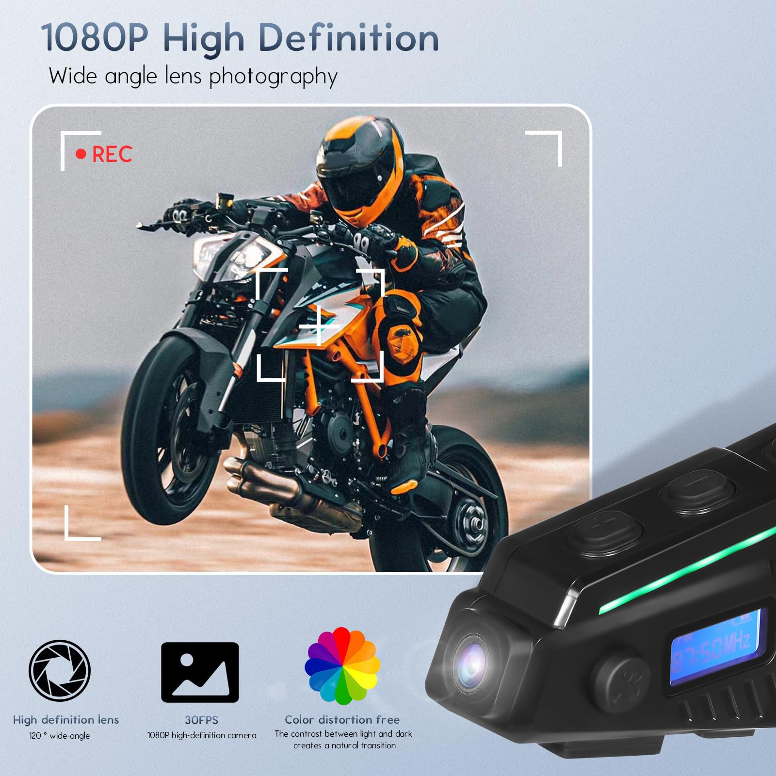 VOSAREA Auricolare Wireless per Casco K19, Versione 5.4, Abs Nero