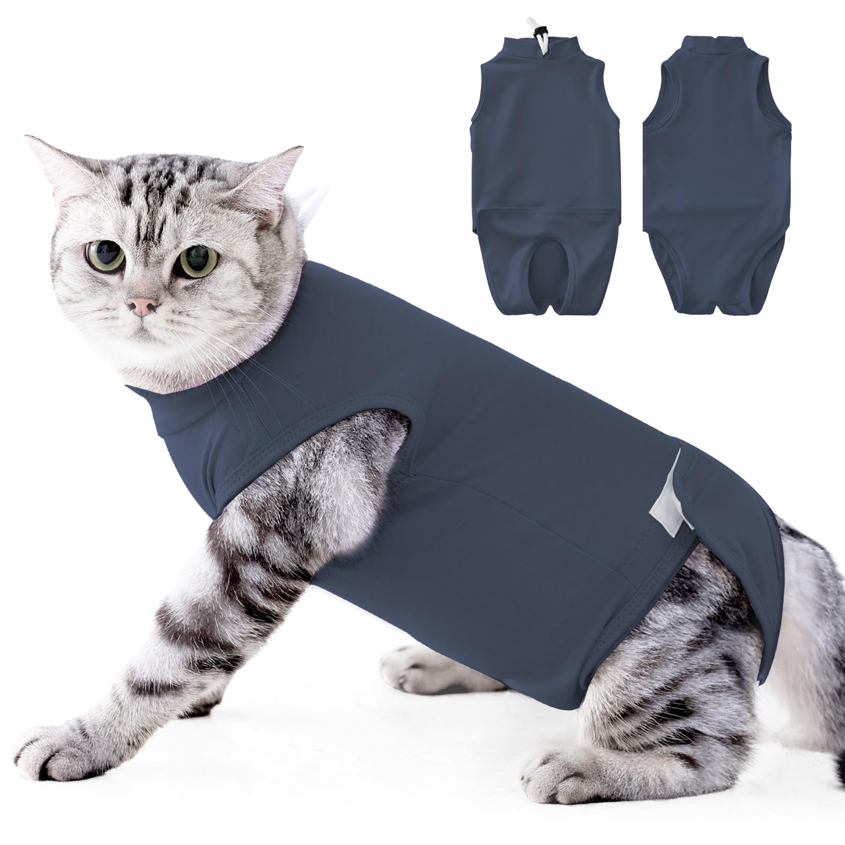 Traje de recuperación para gatos Duuclume azul en talla L