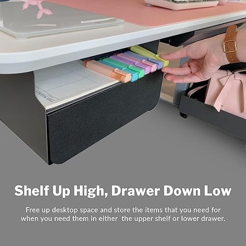 Miniatura 3 de Vari Almacenamiento de acero para debajo del escritorio, organizador de cajones de escritorio, estante delgado de almacenamiento de archivos, fácil