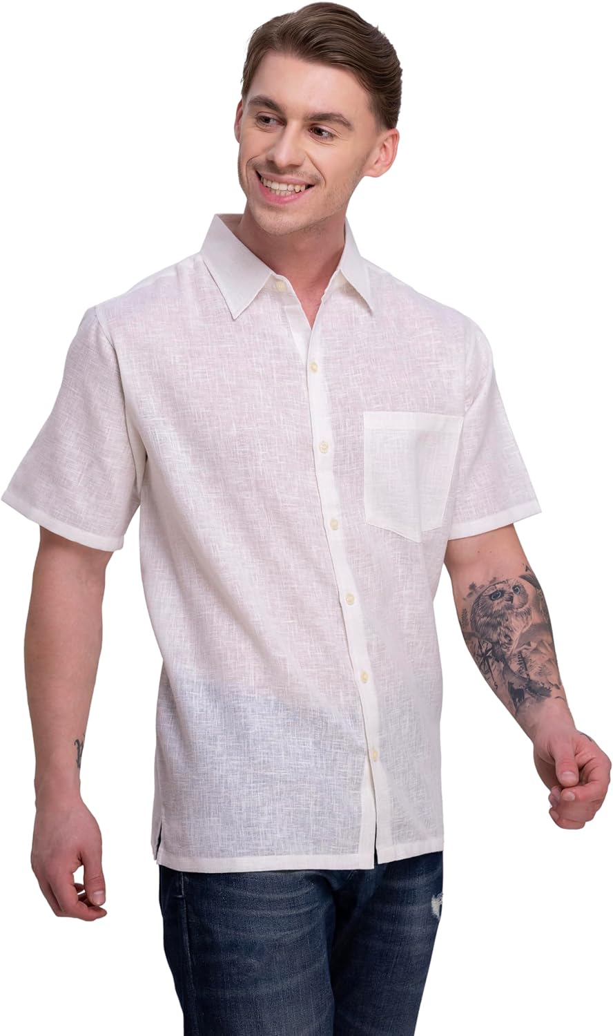 HAPPY BAY Mens Short Sleeve Button Down Solid Shirts Casual Vacation Camp Collared Shirt Tops Summer Beach Shirts for Men