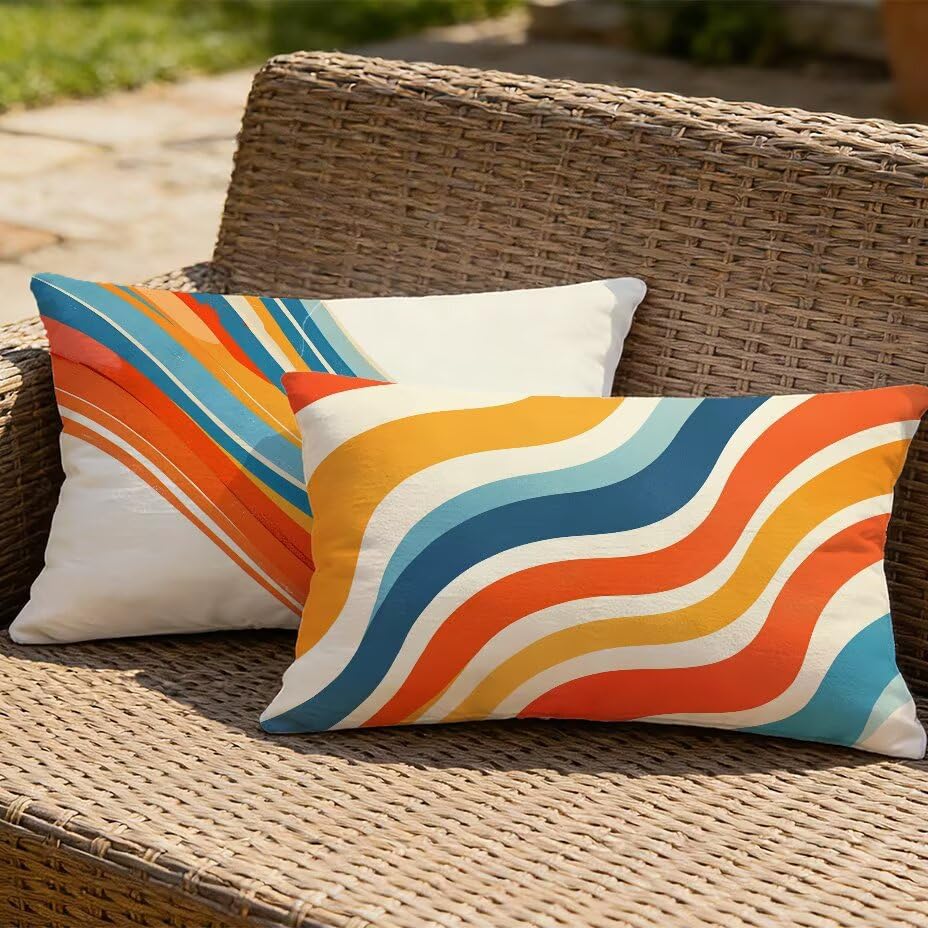 2 Housses de coussin de jardin 70x90 cm, protection extérieur imperméable et déperlante