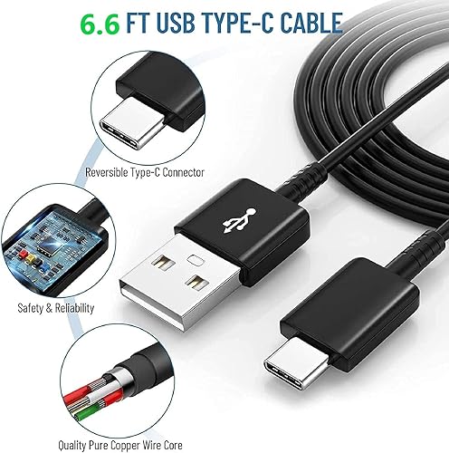 Miniatura 4 de Para Samsung Cargador de carga rápida USB C Android cargador tipo C cable de 6.6 pies para Samsung Galaxy Phone