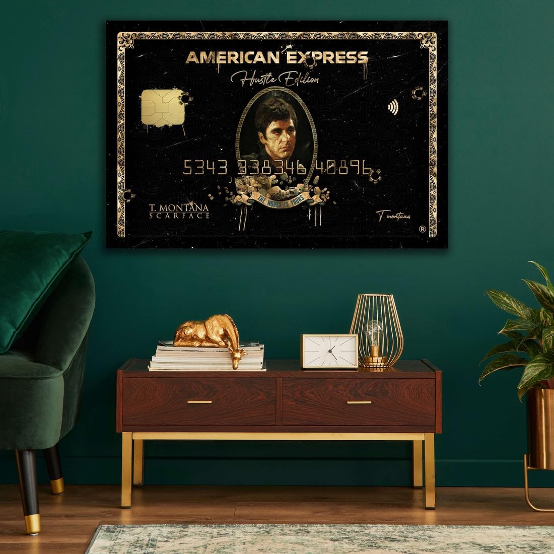 Scarface Inspired Wall Art, Tony Montana Gold Texture, Al Pacino American Express, Iconic Movie Poster, Amex Wall Art, Motivational Canvas