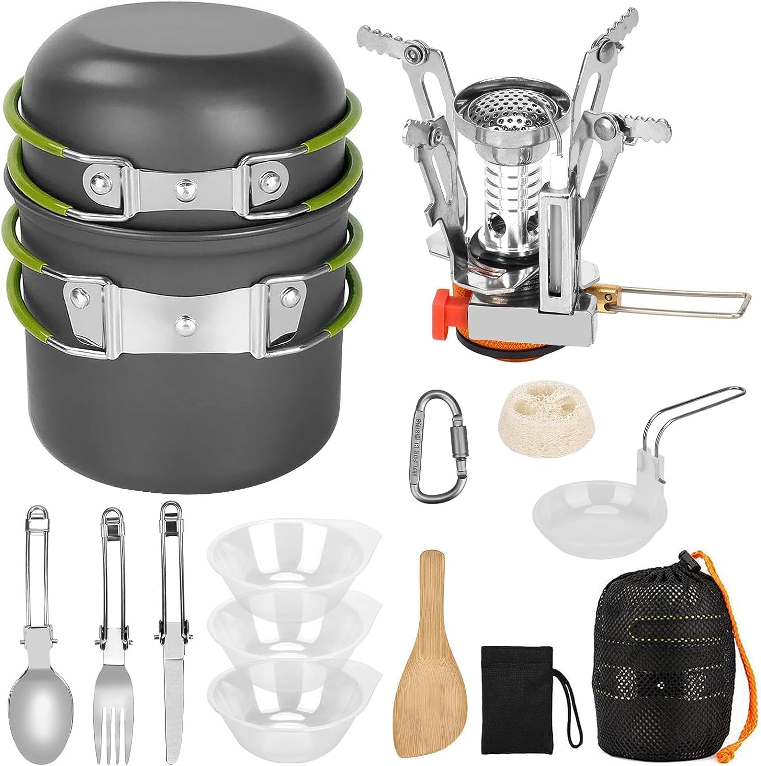 Camping Cookware Set, Queta Picnic Cooking Bowl with Folding Knife and