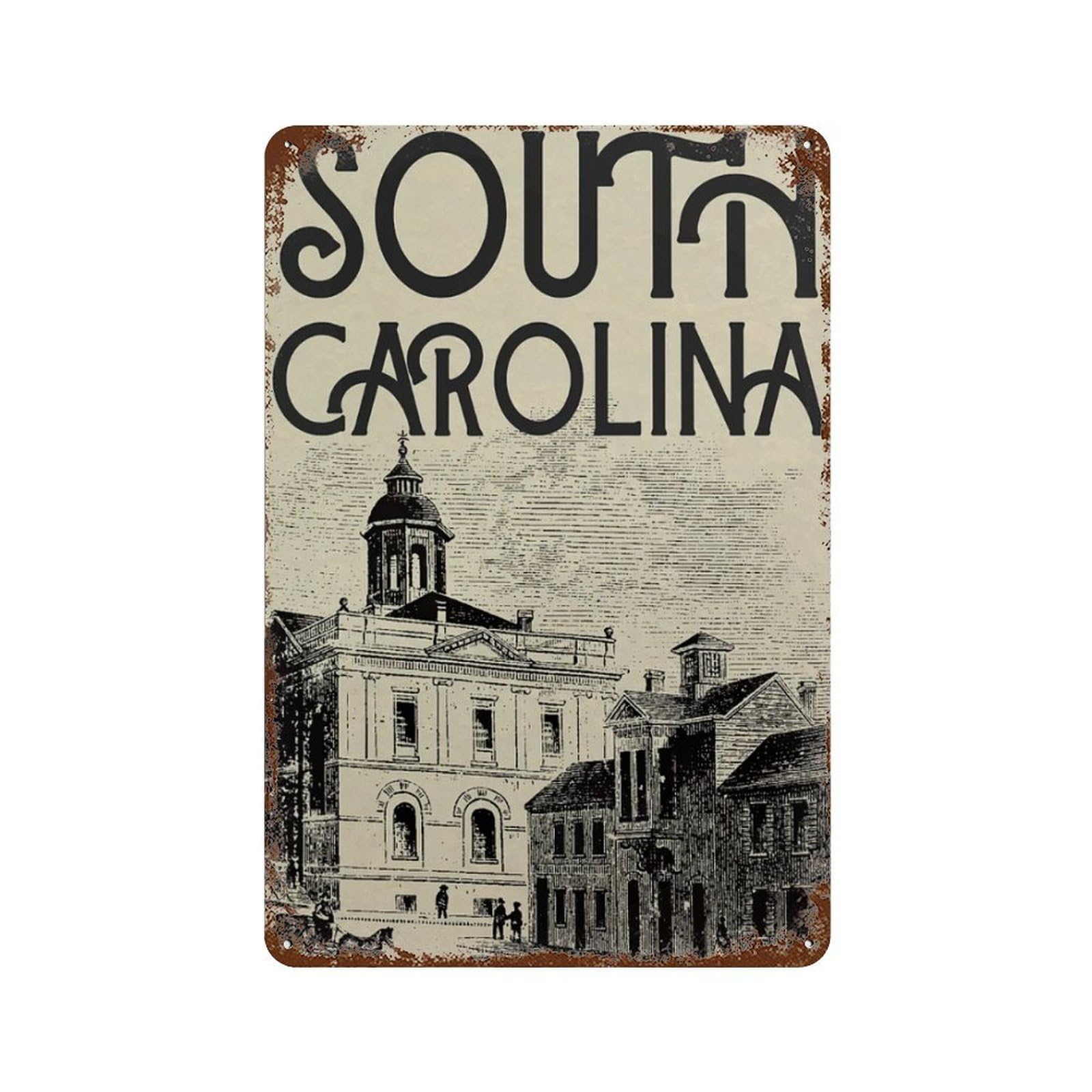 xiaoxiaoshen Vintage South Carolina Old Exchange Wall Decor Art Metal Tin Poster Modern Home Decor Art Home Bar Shop Decorations Vintage Sign 30x20cm