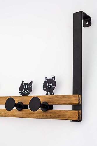 Miniatura 4 de Creathome Riel sobre la puerta con 4 ganchos de clavija, bonito patrón de gato, estilo clásico