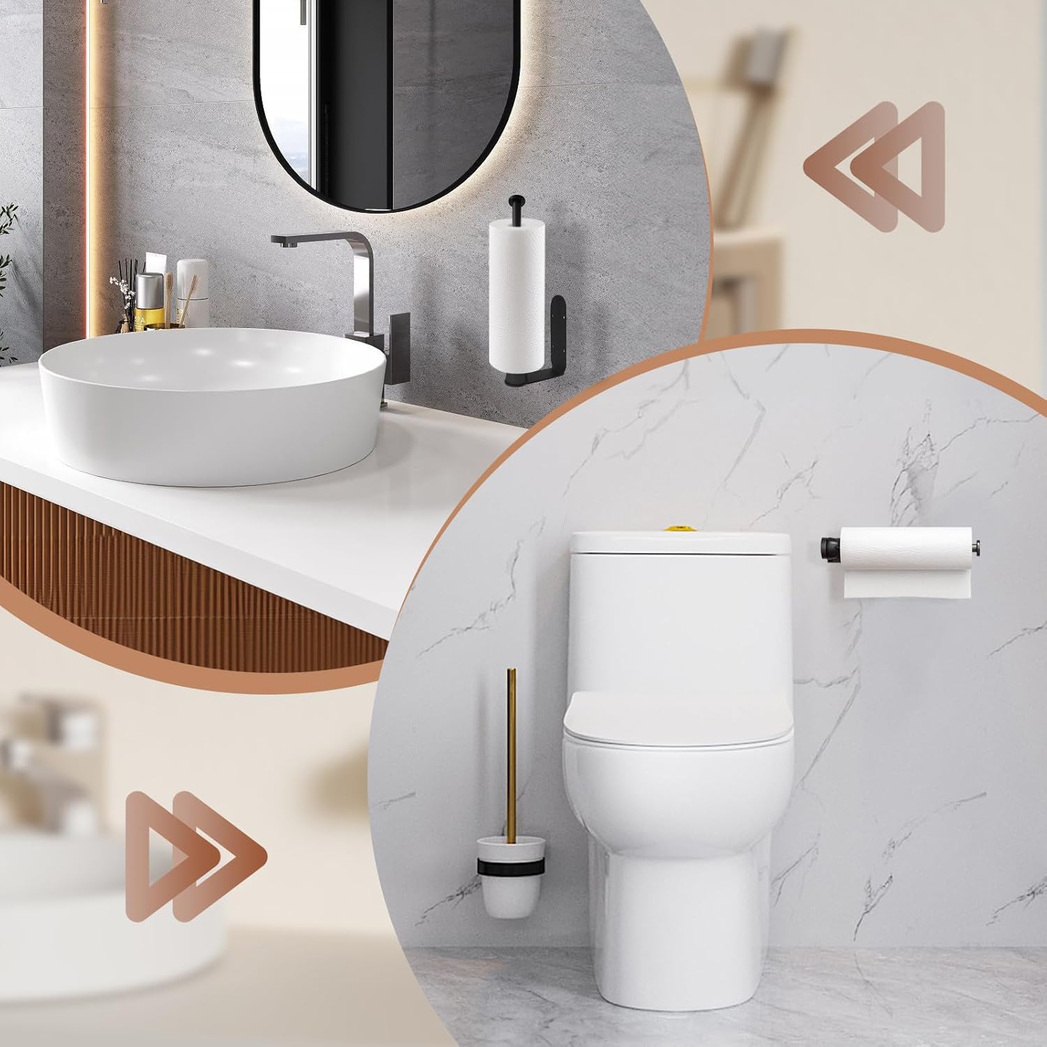 Paper Towel Holder Under Cabinet, Self-Adhesive Hanging Paper Towel Holder with Damping Effect, Under Counter Paper Roll Holder for Kitchen, Bathroom, RV - Image 4