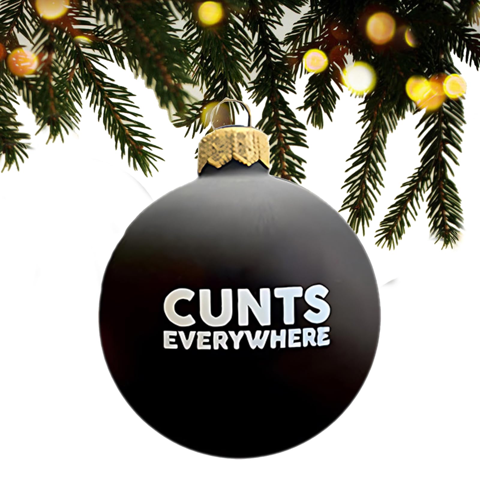 Fpfpf Black I Christmas Funny Offensive Bauble-Rude Baubles, New Mischief Funny Christmas Tree Balls Decoration, Prank Mischief Ornament Christmas Balls For Christmas Party (White D)(Black I)
