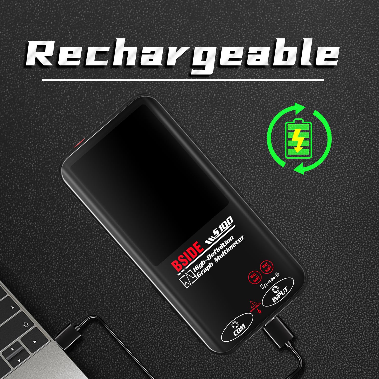 BSIDE S100 Digitales Multimeter 10000 Zählungen TRMS mit Grafikdisplay Taschenmultimeter Wiederaufladbar für Spannung Millivolt Widerstand Durchgang Kapazität Diode NCV Messung
