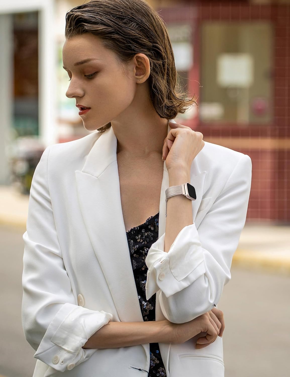 Wearlizer Compatible with Apple Watch Band Women 38mm 40mm 41mm 42mm 44mm 45mm 46mm 49mm, Dressy Stainless Steel Tassel Strap Metal Chain Bracelet for iWatch Series 11 10 9 8 7 6 5 4 3 SE/Ultra 3 2 1 - Image 7