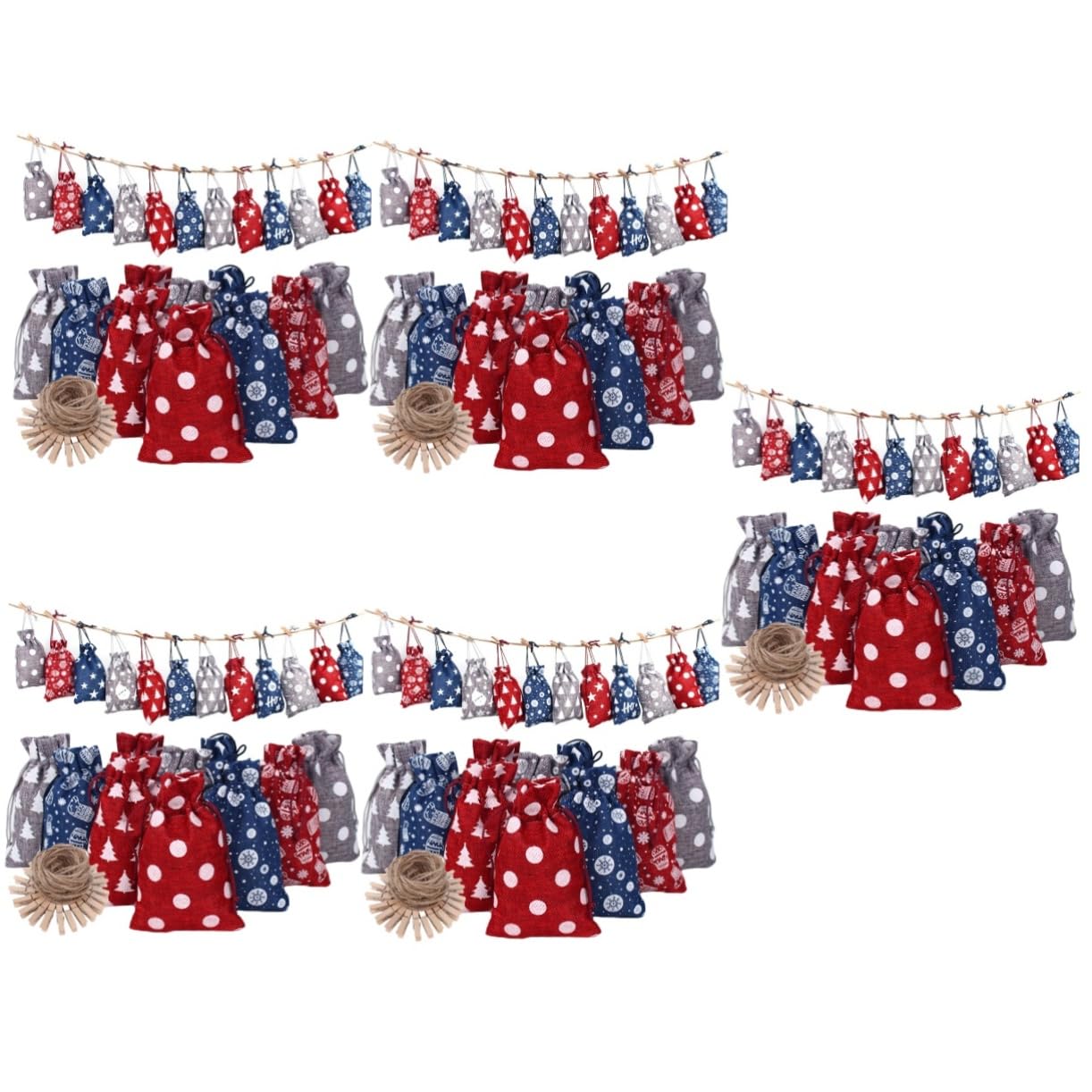 ULTECHNOVO 5sätze Adventskalender Beutel Weihnachtsgeschenktüten Mit Zugband Für Süßigkeiten Kleine Und Überraschungen Zum Dekorieren Von Baum Oder Tür