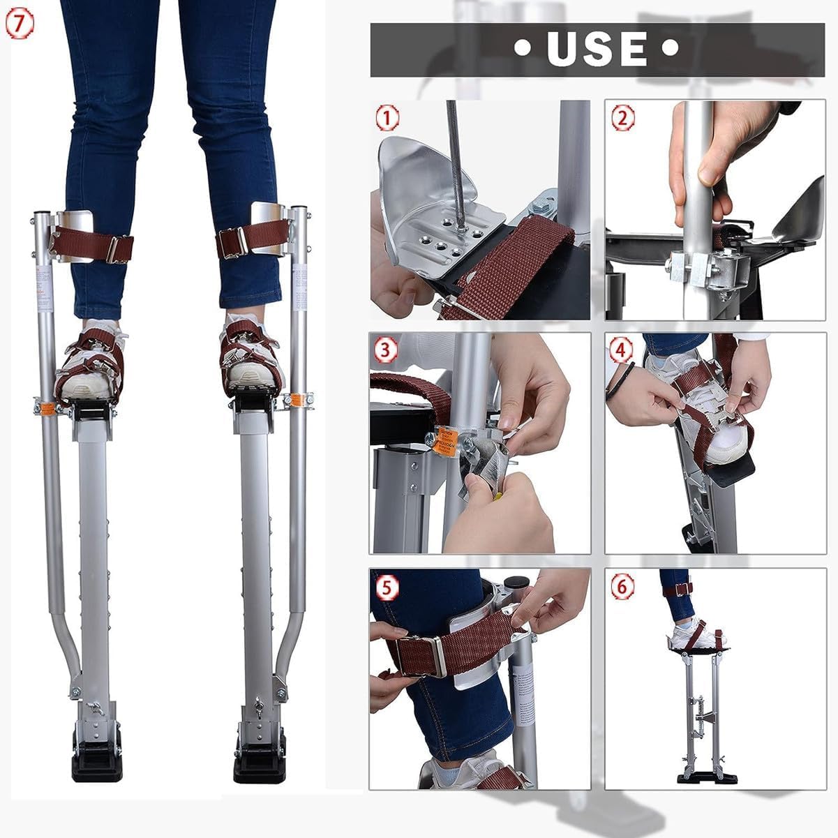 Szczudła robocze, Dekoratory, Szczudła Regulowane Aluminiowe Budowniczy Tynkarze Tynkarze Szczudła Szczudła Robocze Dla Instalatora Sufitów Płytowych Malarza (18)