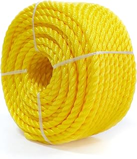 Polypropylene Rope 3/8 inch 100ft, All Purpose Yellow Rope, Floating Line, Camping, Flag Pole, Indoor & Outdoor, High Visibility, Lightweight