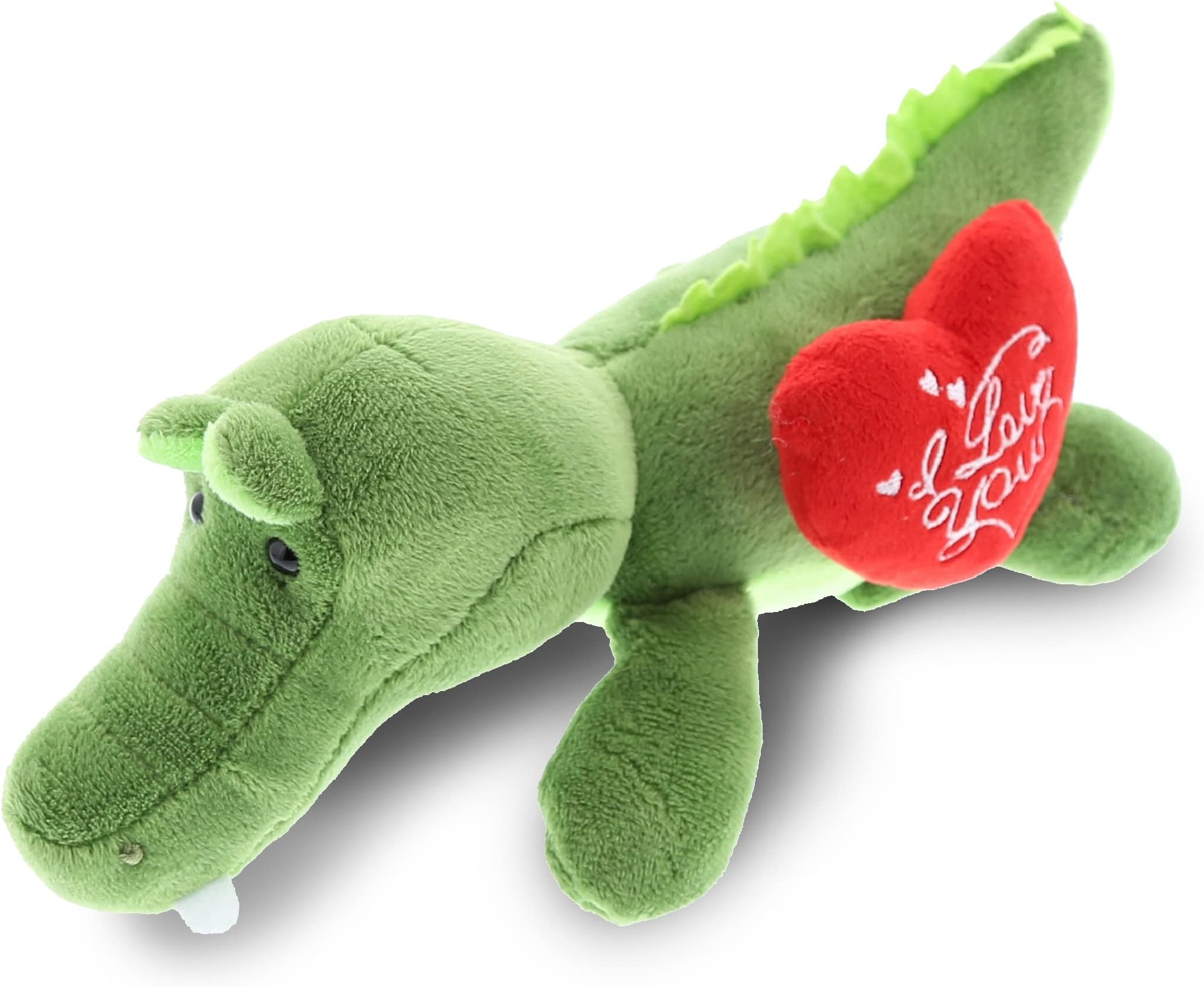 DolliBu I Love You Valentine Plush Green Alligator - Cute Stuffed Animal with Red Heart and Name Personalization Gift for Valentines Day, Birthday, Anniversary, Romantic Date - 7 Inches