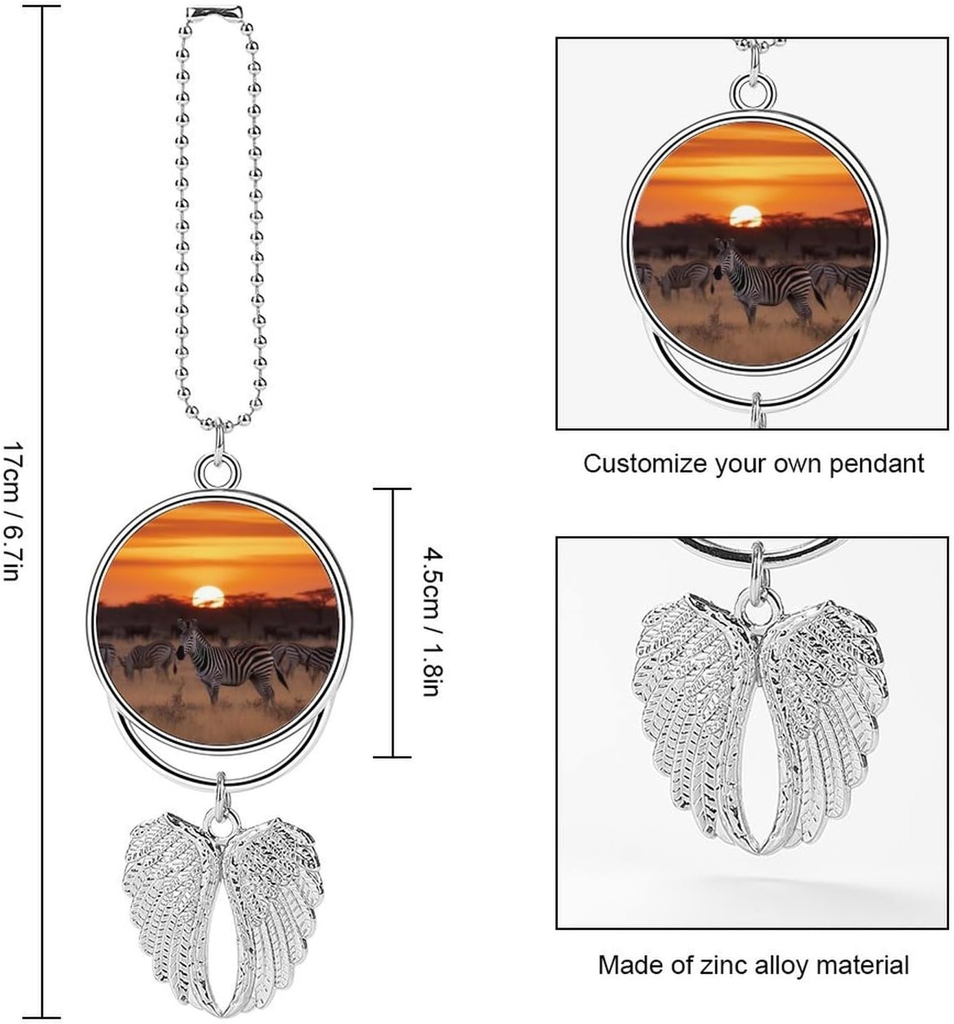 Africa Sunset Zebra Hanging Ornaments for Car Rear View Mirror Charm image 2