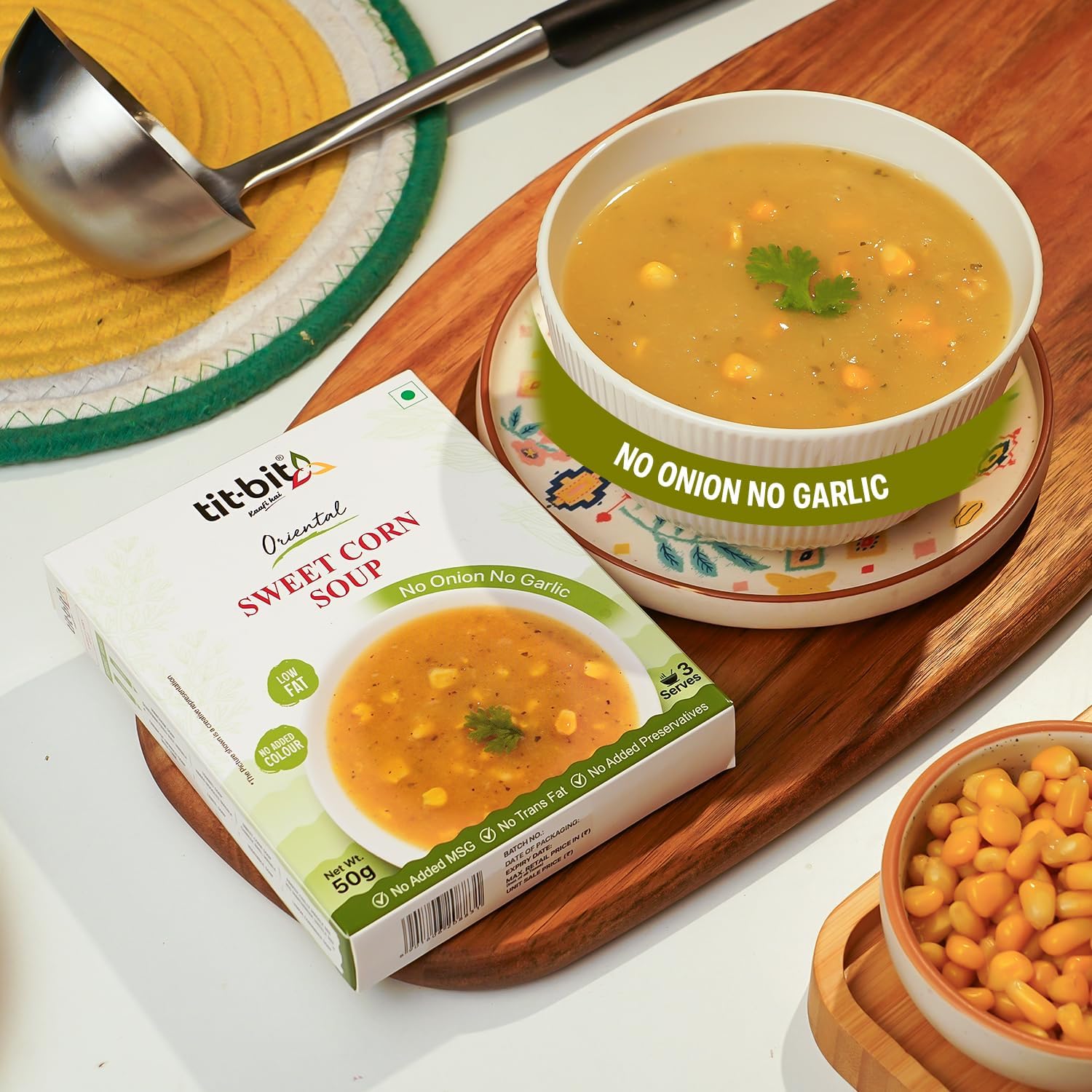 Tit-Bit Sweet Corn Soup Powder, Pack of 5 (250g), Instant Creamy and Tasty Corn Soup, No Onion No Garlic, Ready-to-eat Soup Packets for Easy Preparation