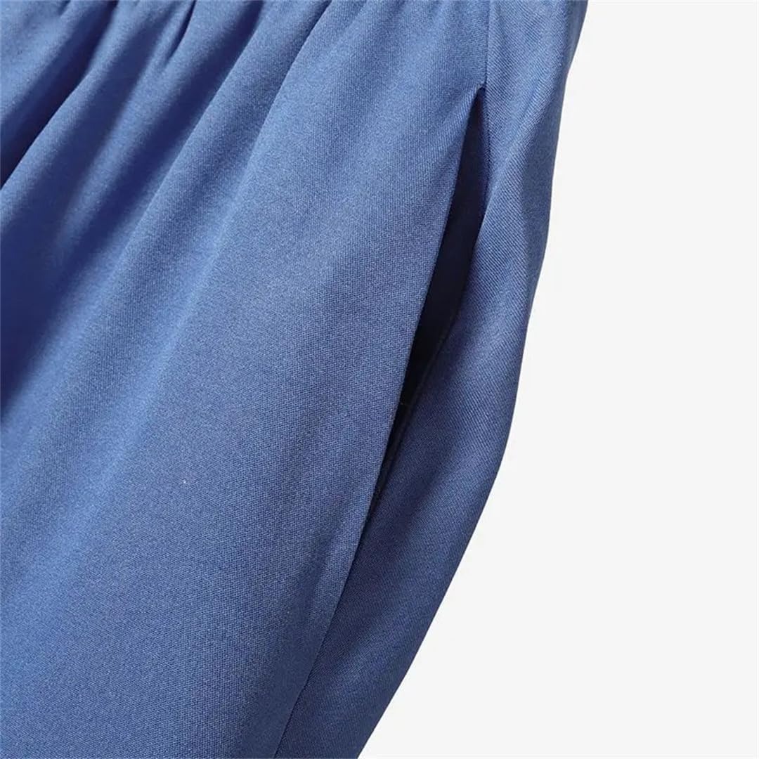 Women's Summer Matching Set Short Sleeve Blouse And Fake Denim Blue A Line Skirt Casual Work Outfit Suit