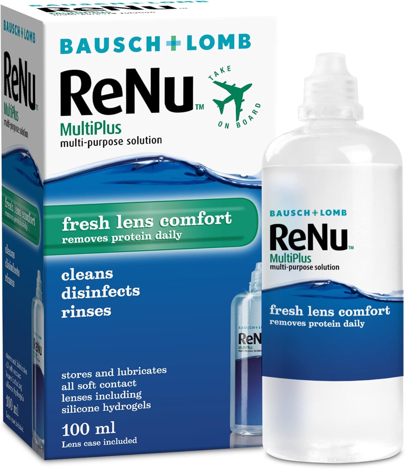 ReNu MultiPlus MultiPurpose Travel Contact Lens Solution, 100ml Flight