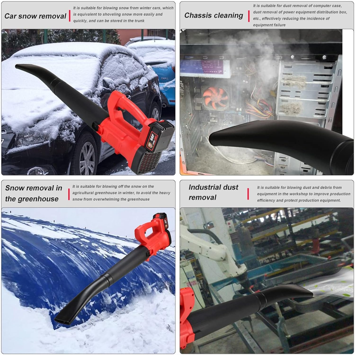 Leaf Blower Cordless, Electric Leaf Blower with 2 21V 3.0Ah Battery and Charger, 6 Speed Control Axial Blower, Lightweight Handheld Blowers for Lawn Care Snow Blowing Yard Surface Dust Cleaning