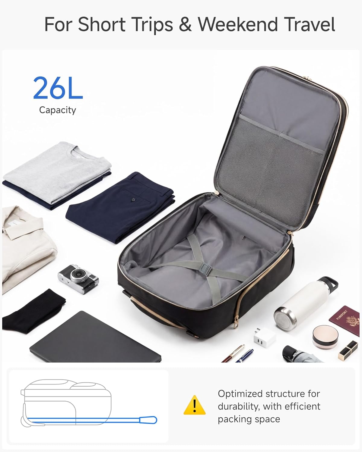 LUGGEX Underseat Carry On Luggage with Wheels, UDK Stylish Lightweight Under Seat Luggage, Soft Sided Personal Item Suitcase for Short Trip (UX-Core, Cream White, 16 Inch)