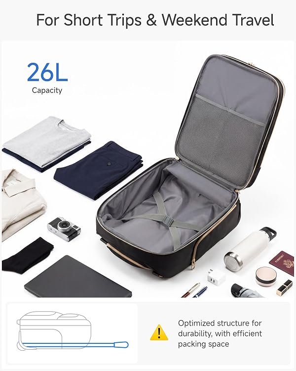 LUGGEX Underseat Carry On Luggage with Wheels, Underseat Luggage Fits 15.6 Inch Laptop for Travelling, 15.7 x 13.0 x 7.7 Inch (UX-Core, Grey Pink) by LUGGEX - Image 5