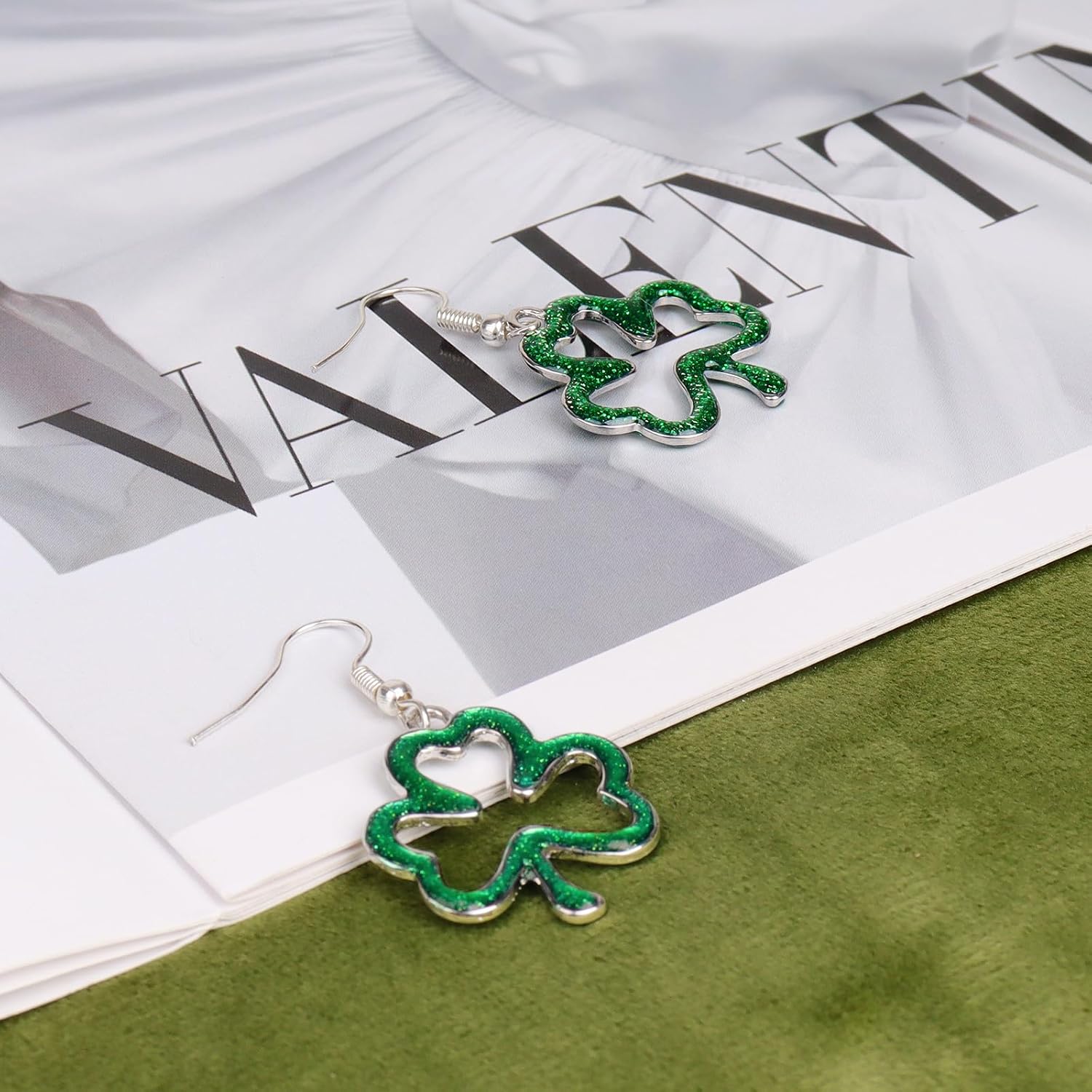 St Patricks Day Earrings, Green Shamrock Dangle Earrings for Women, St. Patrick's Day Accessories Good Luck Hoop Earrings - Image 2