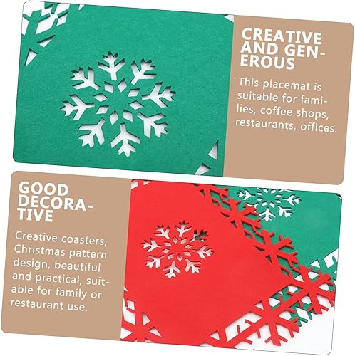 Miniatura 3 de 24 manteles individuales de fieltro para Navidad, con patrón de copos de nieve, antideslizantes, para escritorio, Navidad, decoración de Navidad, 24