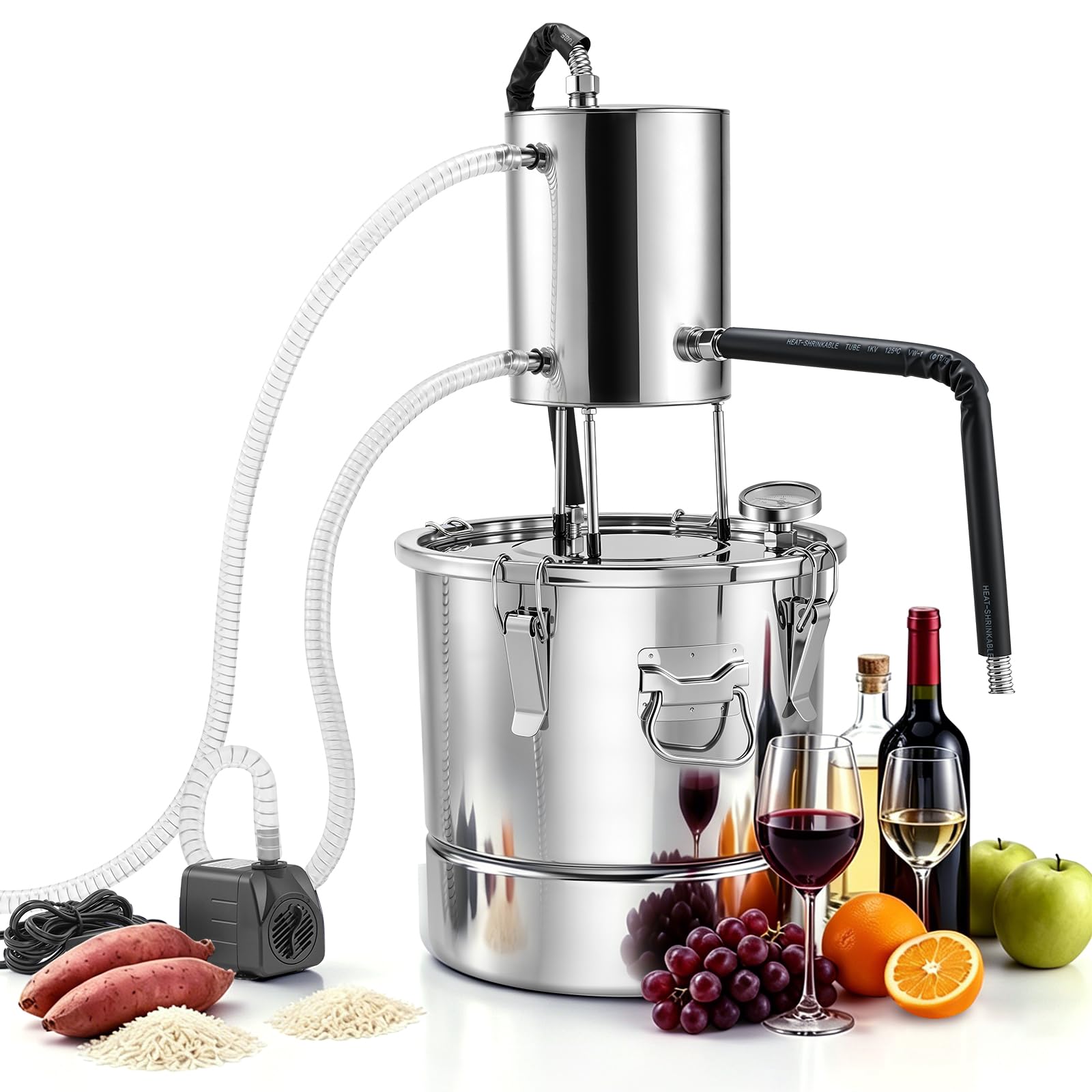 Hanchen 10L 蒸留水器 Amazon | Hanchen 酒 醸造設備 新型密閉式冷却 10L 蒸留器 ステンレス