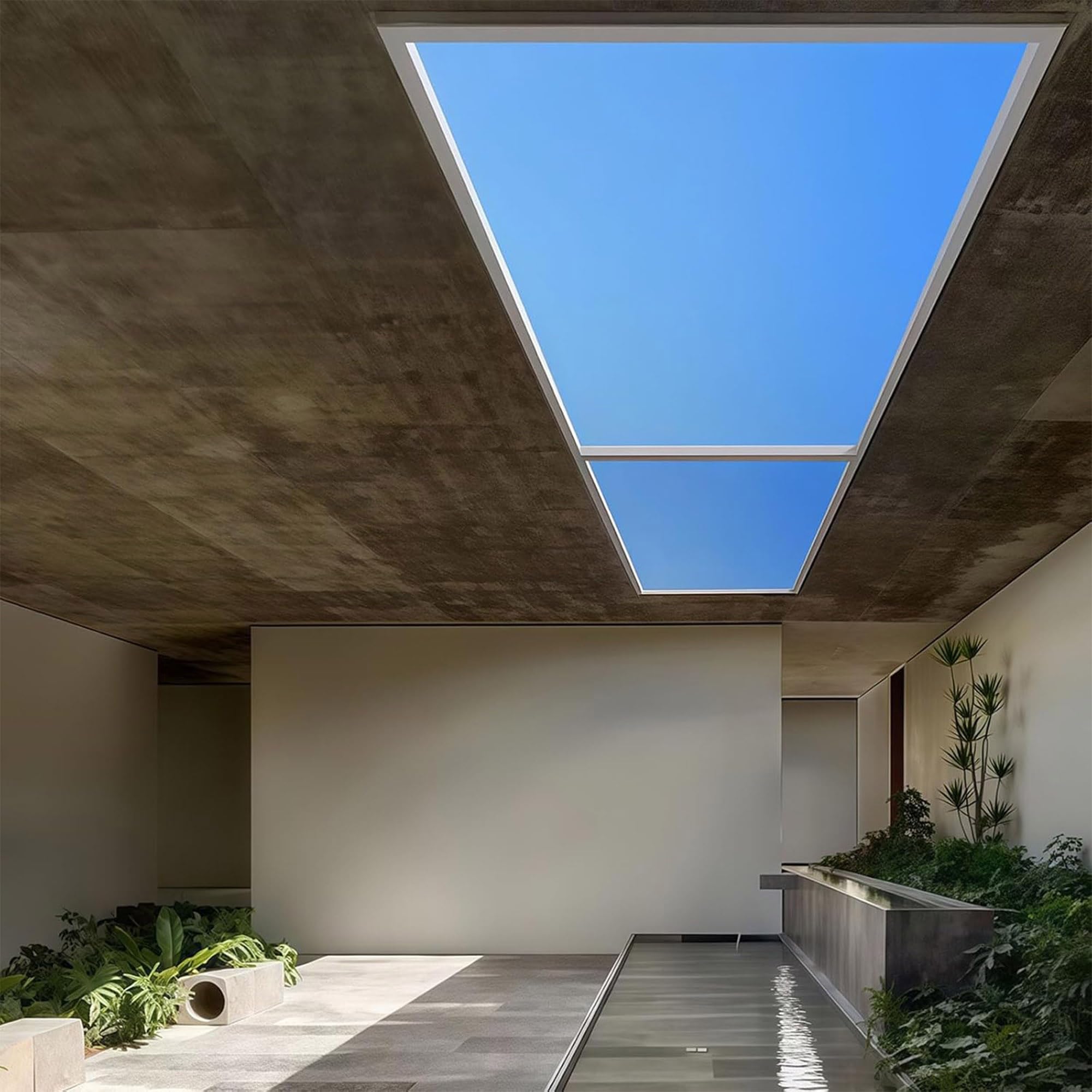 Plafon LED Techo Cielo Azul, Tragaluz Tuya 2200-10000K | Efecto cielo realista, Luz natural suave, Para sótano baño pasillo, Instalación empotrable, 5 tamaños: 30x30 a 60x120cm