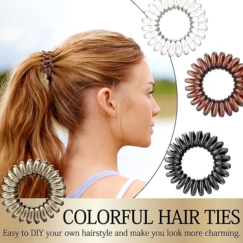 Miniatura 5 de 27 ligas para el cabello en espiral, sin pliegues, bandas elásticas para el cabello, multicolor, impermeables, accesorios para el cabello para
